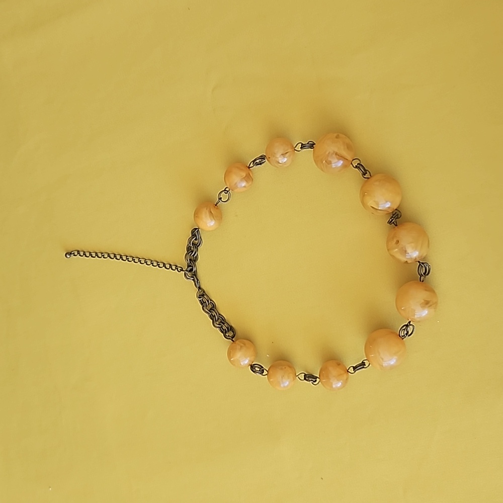Vintage Butterscotch Colored Bakelite Like Beaded Choker Necklace